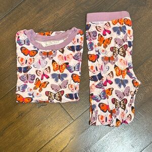Little Sleepies Pink Butterfly Pajama Set with Purple Trim